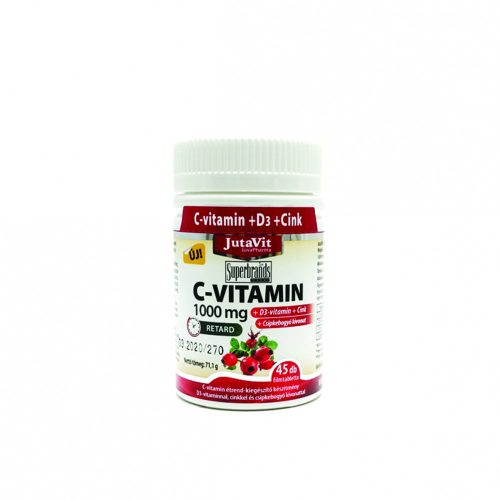 JutaVit C-vitamin 1000mg retard + csipkebogyó kivonat +D3+Cink vitamin 45x