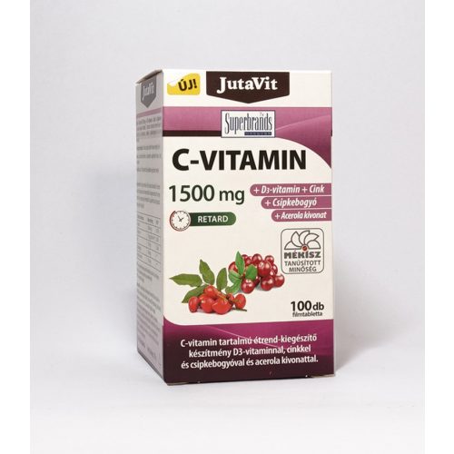 JutaVit C-vitamin 1500mg retard + csipkebogyó +acerola kivonat+D3+Cink 100 db